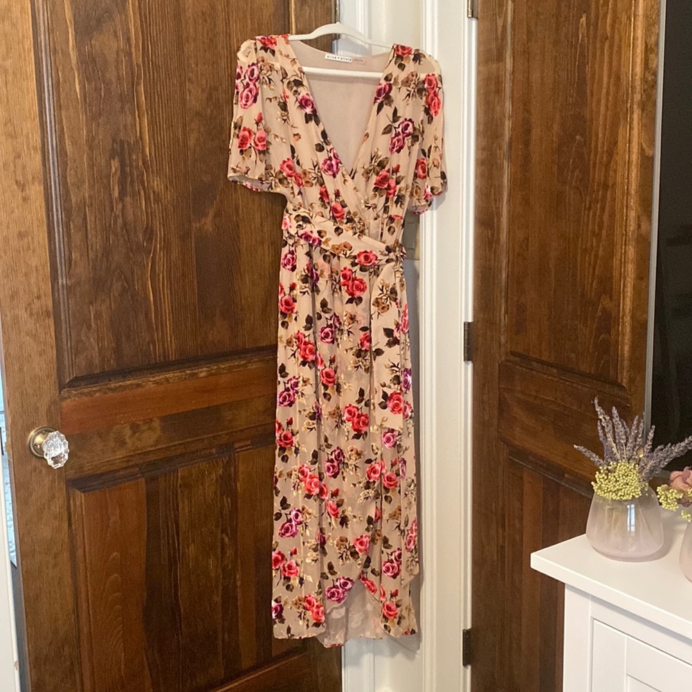 Alice + Olivia Floral Velvet Wrap Dress